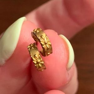 Tiny Gold Flower Huggie Hoops